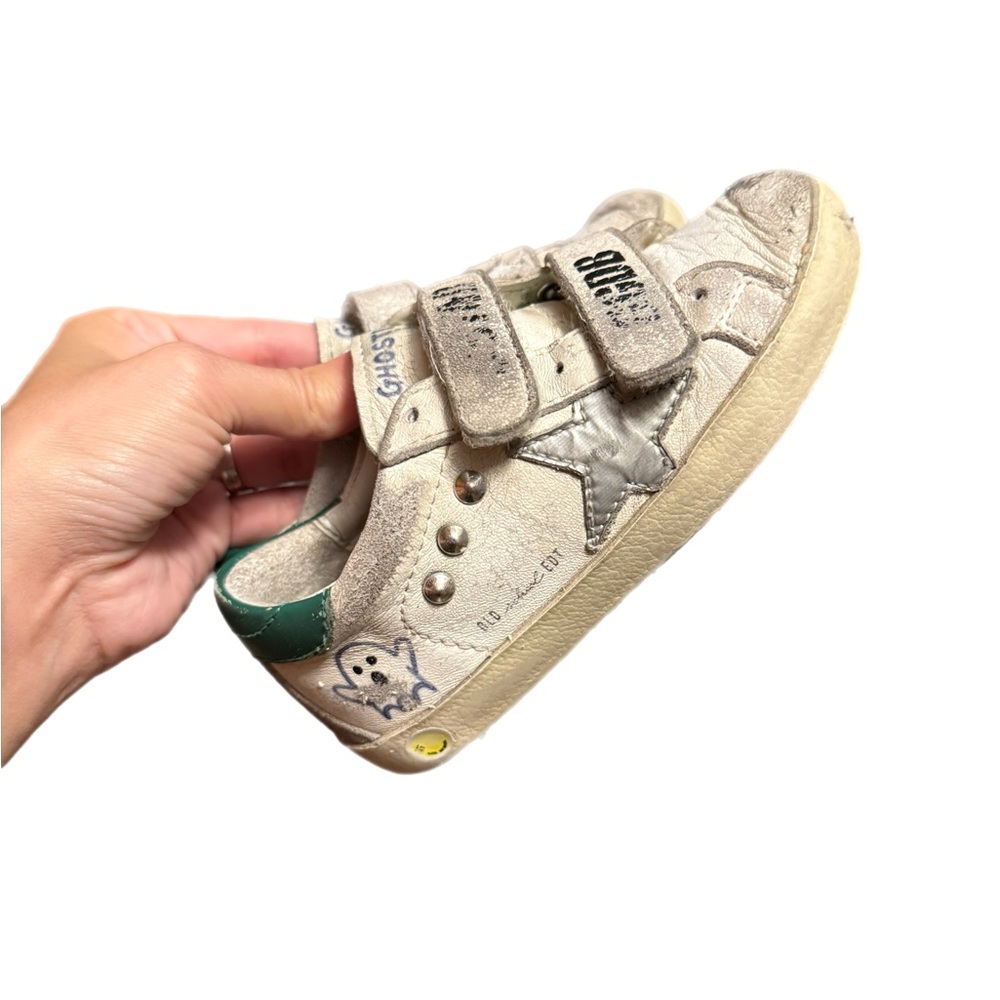 Golden Goose Kids White and Green Sneakers - Picture 2 of 5
